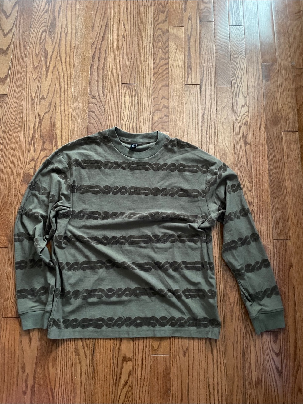 Brain Dead Braided Burnout Olive Green Long Sleeve TShirt Men’s Sz Medium
